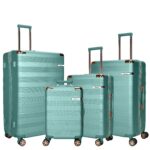 Hard Case Trolley Luggage Set For Unisex ABS Lightweight 4 Double Wheeled Suitcase With Built In TSA Type lock A5125 Set Of 4 Light Green