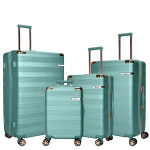 Hard Case Trolley Luggage Set For Unisex ABS Lightweight 4 Double Wheeled Suitcase With Built In TSA Type lock A5125 Set Of 4 Light Green