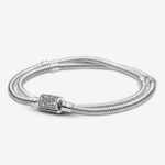 Pandora Moments Double Wrap Barrel Clasp Snake Chain Bracelet