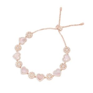 PINK NACRE HEART & DOT ADJUSTABLE BRACELET