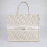 Christian Dior White/Gold Large Oblique Book Tote