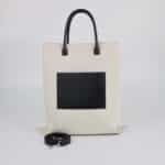 Jill Sanders Black/Beige Canvas Patch Pocket Tote