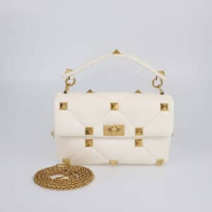 Valentino Off White Large Roman Stud Shoulder Bag